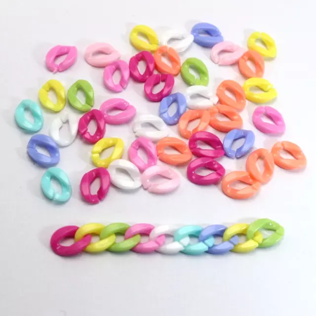 500 Mixed Color Acrylic Open Chain Link Flat Twist Oval Ring Bead 12mm Mini Ring