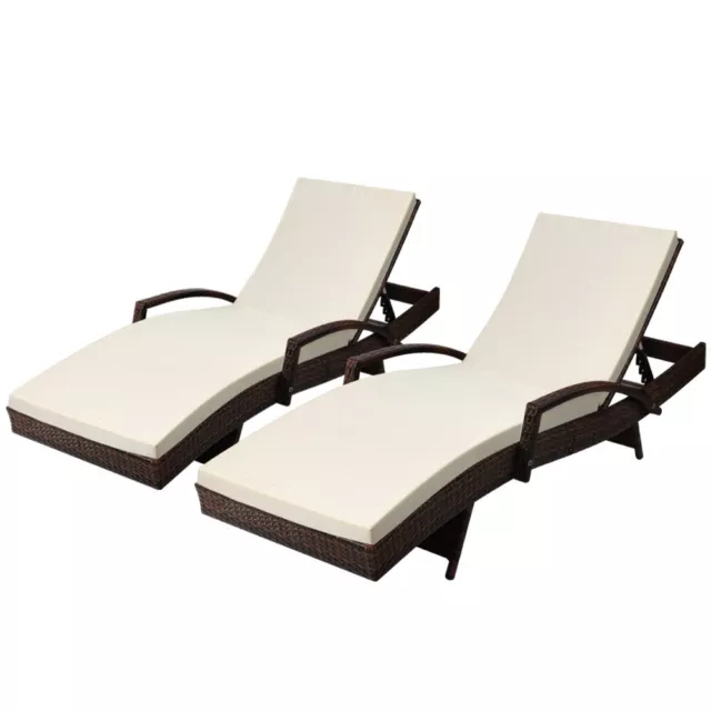 Gardeon 2pc Sun Lounge Wicker Lounger Outdoor Furniture Day Bed Rattan Patio