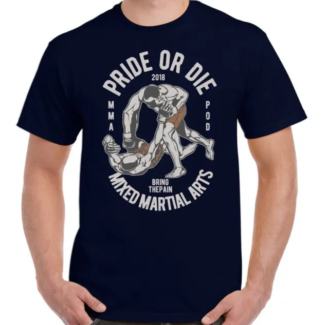 T-shirt Pride or Die da uomo divertente MMA allenamento top boxe Muay Thai UFC Judo 3