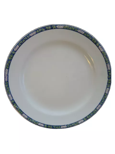 Old Vintage Edwin Knowles 10" Dinner Plate w Floral Edge & Blue trim