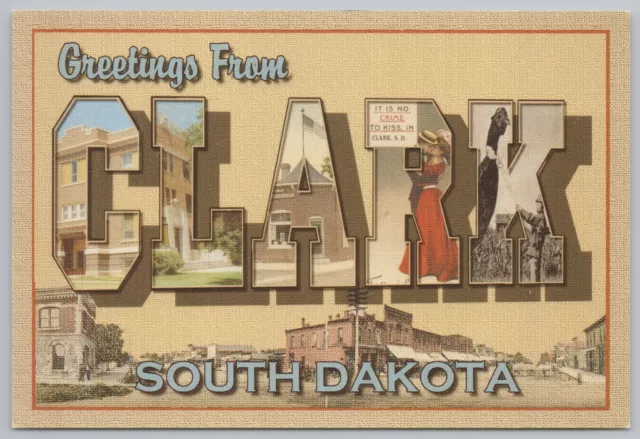 State View~Letter Views & Street Scene Clark South Dakota~Continental Postcard