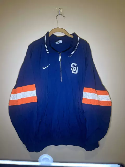 VINTAGE 90S TEAM Nike Syracuse Jacket Mens Large Blue 1/4 Zip Pullover ...