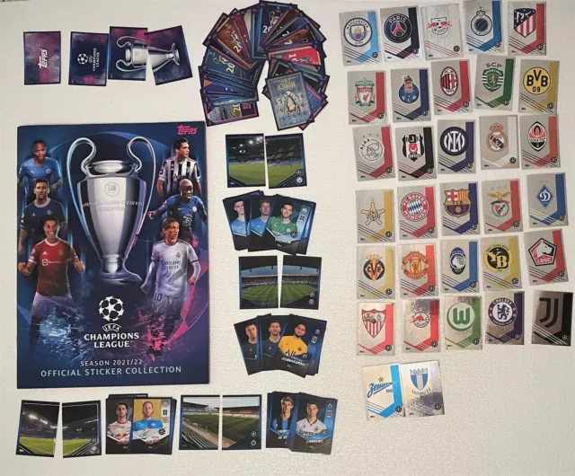 Topps Champions League 2021/22 Ensemble complet de 644 autocollants +...