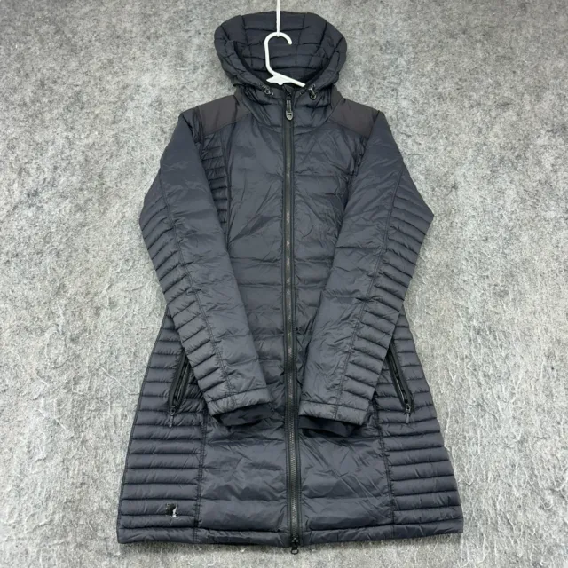 Kuhl Jacket Womens S Black Full Zip Goose Down Spyfire Hooded Parka Puffer Coat