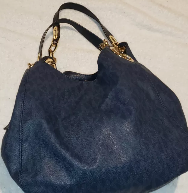 Michael Kors FULTON Large Shoulder Tote Bag MK Sig Logo PVC BALTIC BLUE 3