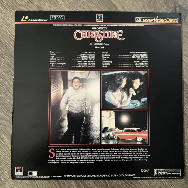 CHRISTINE LASERDISC US NTSC 1983 Stephen King Killer Car Horror Movie ...