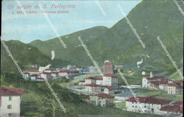 cd340 cartolina un saluto da s.pellegrino panorama generale provincia di bergamo