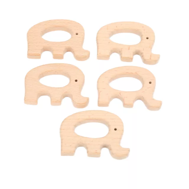 5Pcs Animal Shape Molar Stick Toy Wooden Teether Ring Rattle Accessories DIY GF0