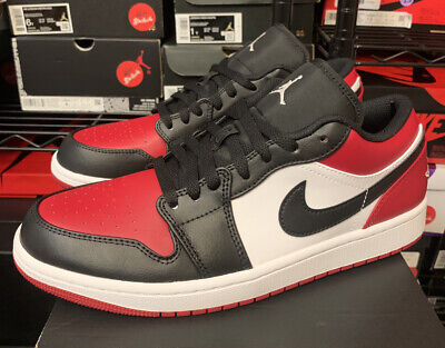 Nike Air Jordan 1 Low Bred Toe Black Red Retro Shoes 553558-612 Men's Sizes 2