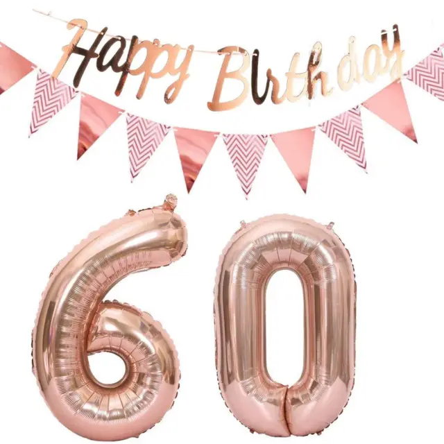 Palloncini 60 Anni Compleanno, Decorazioni 60 anni Compleanno Donna, (z2c)