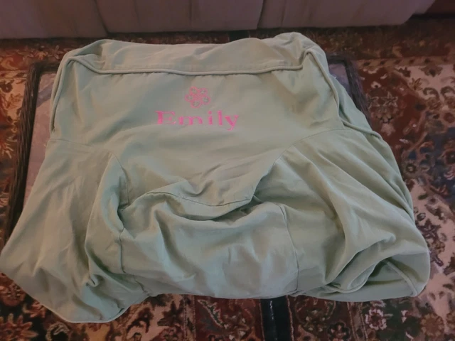 "Emily" Monogram Pottery Barn Kids Anywhere Chair Slipcover Olive Green Cotton