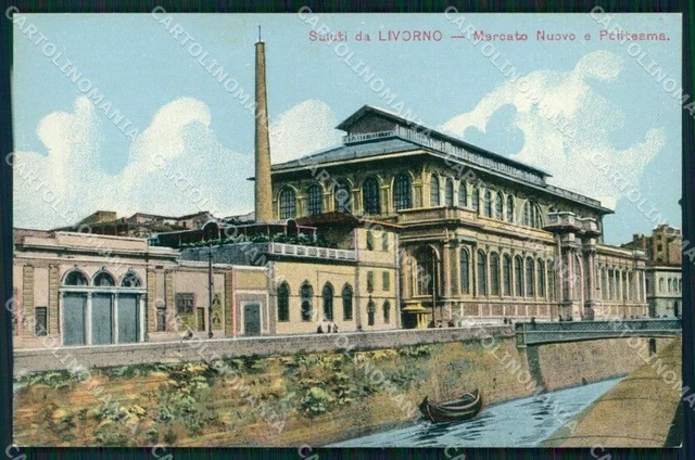 Livorno Città Saluti da Mercato Nuovo Politeama cartolina RB8496