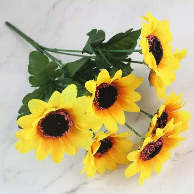Beautiful sunflower bouquet silk flower yellow artificial garden party wedding