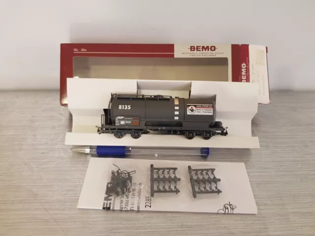 BEMO 2285 135 SC. H0m 1/87 CARRO CISTERNA QUATTRO ASSI RhB Uah 8135 GRIGIO