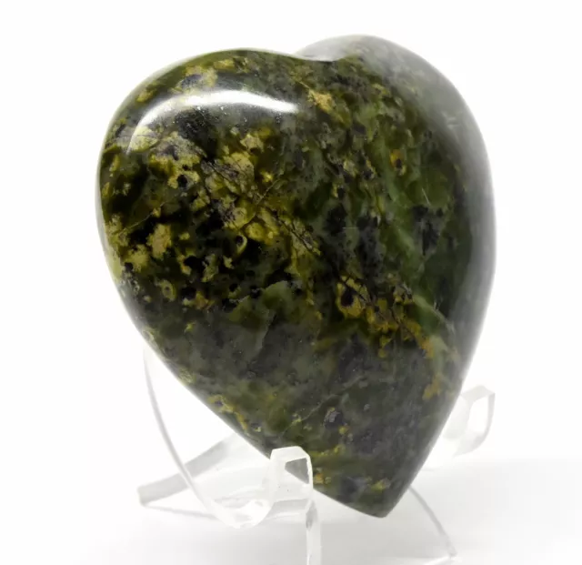 2.6 " Verde Nephrite Cuore Lucidato " Inca Giada " Gemma Cristallo Minerale - 2