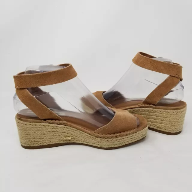 Steve Madden Womens Elody Tan Suede Leather Espadrille Ankle Strap Sandals 6M