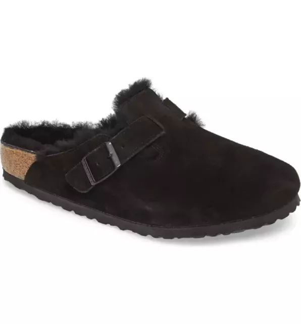 Birkenstock Boston Genuine Shearling Lined Clog Women's Black Size 9-9.5Us/ 40Eu