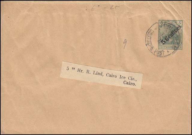 Deutsche Post Jerusalem Tagesstempel 1911 auf Streifband S 6 nach Cairo