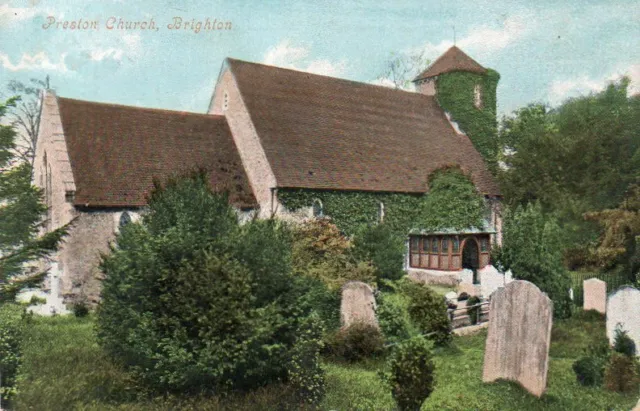 Sussex BRIGHTON Preston Church stamp postmark Postcard