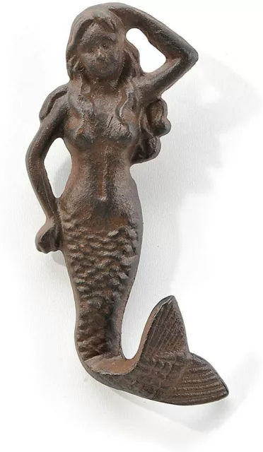 Cast Iron Mermaid Hook Rustic Wall mounted Home Coat Hat Key Towel Gift Outdoor