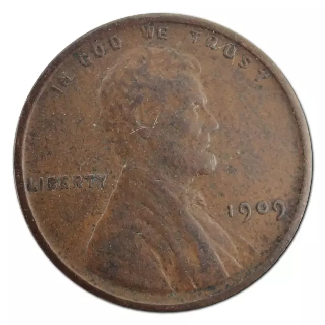 1909-P VDB Lincoln Wheat Cent Penny F Fine or Better Copper