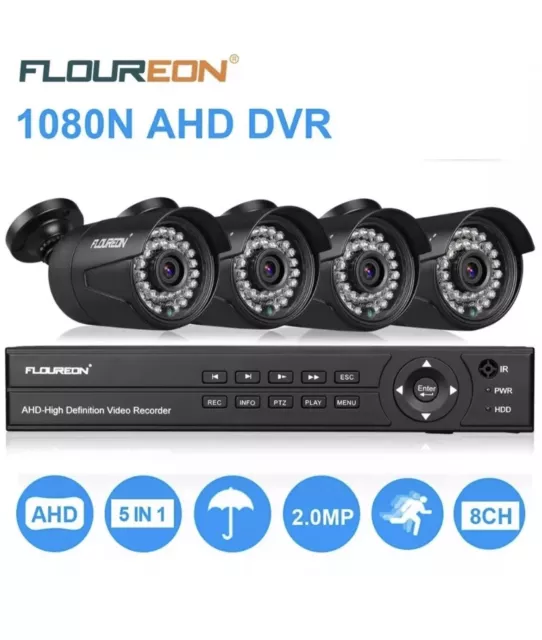 FLOUREON 1080P HD CCTV Camera Security System Kit 3000TVL 8CH DVR