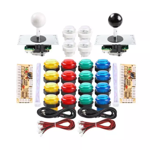 DIY Arcade Game Control Board Kit 2 Players Joystick Game Kit with 20 LED Button 3