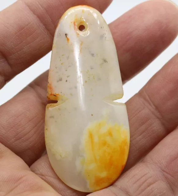 Collection hand-carved Chinese HeTian white jade pendant amulet D575