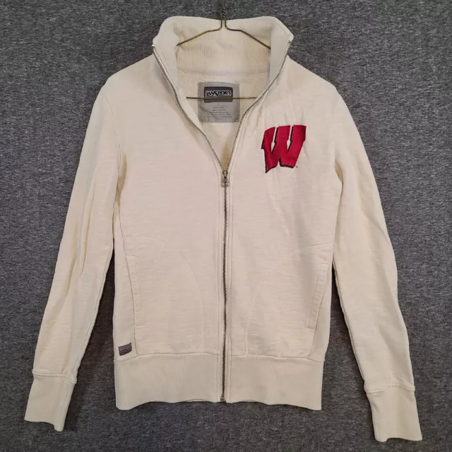Jansport Wiscosin Badgers University Full Zip Sweatshirt Front Pocket Small