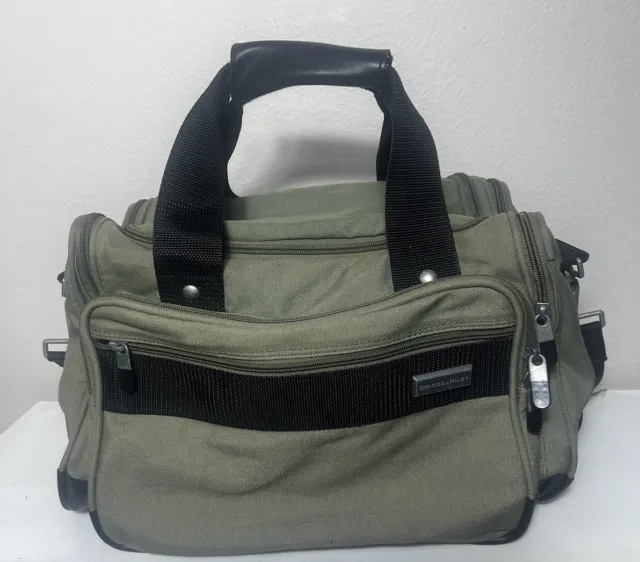 Briggs & Riley Travelware Olive Green Carry On Duffel Bag 14” Ballistic Nylon
