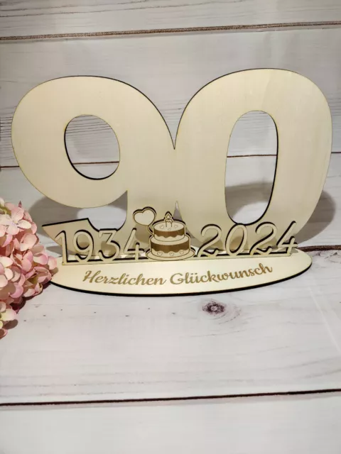 Geschenk 90.Geburtstag aus Holz, Personalisiert, Gästebuch, Tischdeko