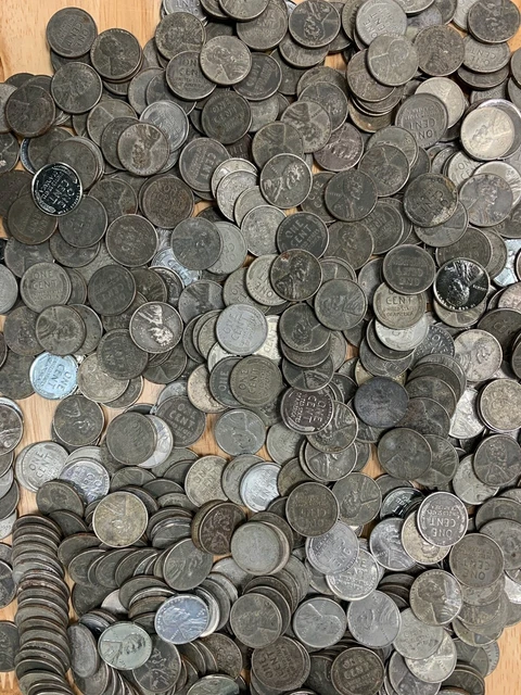 Roll of 50 Circulated 1943 Steel Pennies P, D & S Mint Marks WWII Wartime Cents