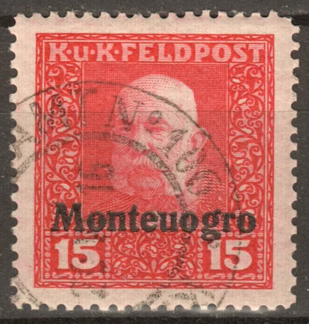 MONTENEGRO 1918 AUSTRIAN OCC. WWI - 'Monteuogro' overprint VARIETY-ERROR used