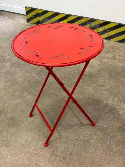 Tisch Metall Rot Ø 65 cm Rund klappbar Gartentisch Bistrotisch Klapptisch B-Ware