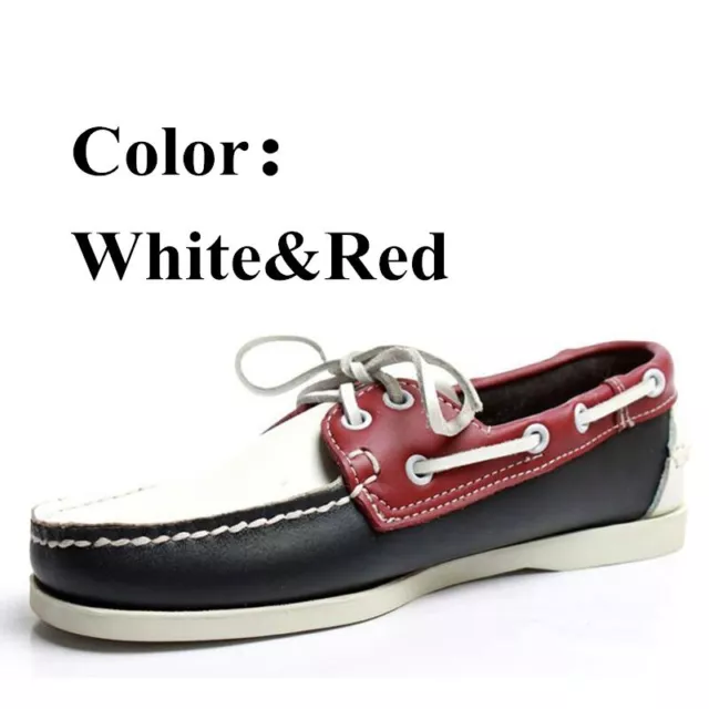 Men's Genuine Leather Fashion Casual Shoes Flat Boat Shoes Loafers Walking Shoes 2