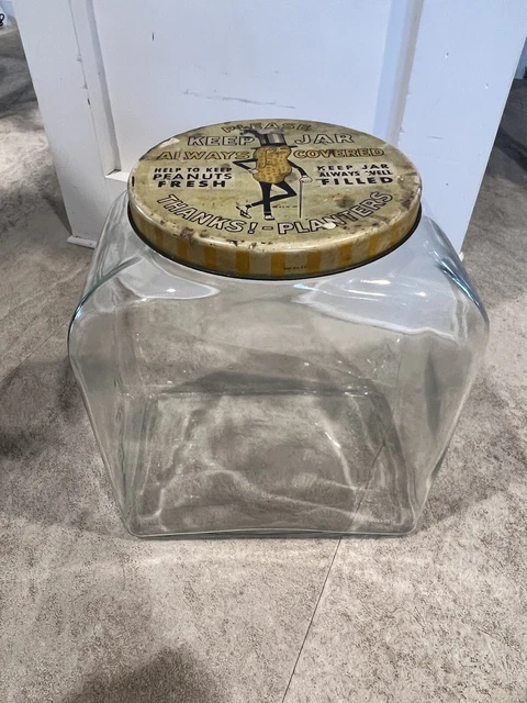 Planters Peanuts Embossed Streamline Jar Mr Peanut Tin Lid
