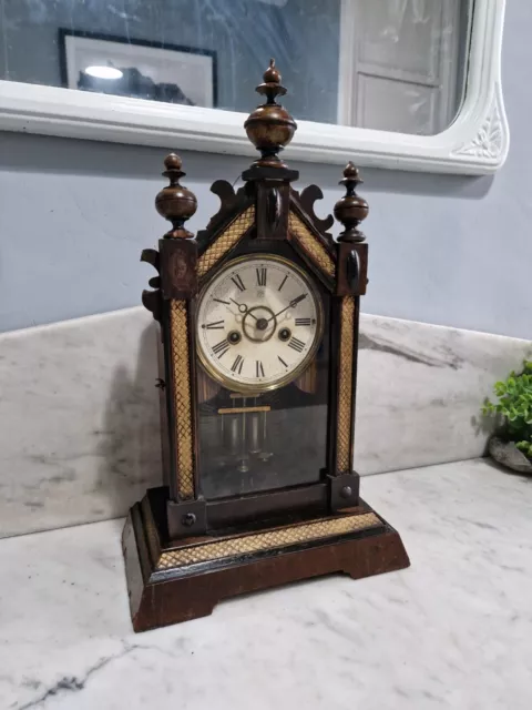 Antique Gothic Clock Junghans For Restoration 19th Century