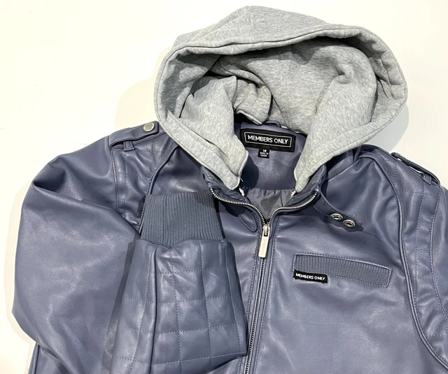 MEMBERS ONLY JACKET Girls Blue Faux Leather Size 18 Girls Hooded 21.86 PicClick