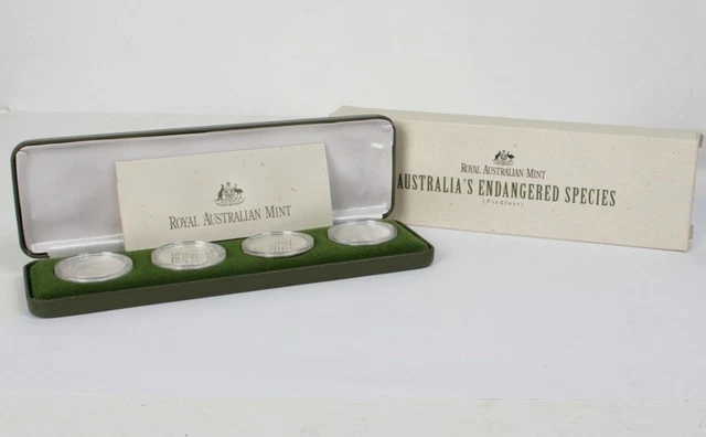 Australia: 1995 - 98 $10 Endangered Species Piedfort set of 4, Cat $345. Cased