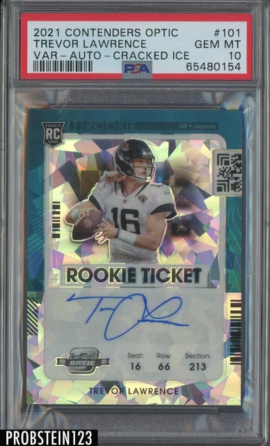 2021 Contenders Optic Cracked Ice Ticket Trevor Lawrence RC AUTO 4/22 PSA 10