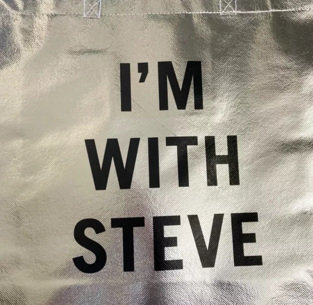 New Steve Madden I’m With Steve Reusable Silver Glam Shopper Tote Bag HTF Rare 2