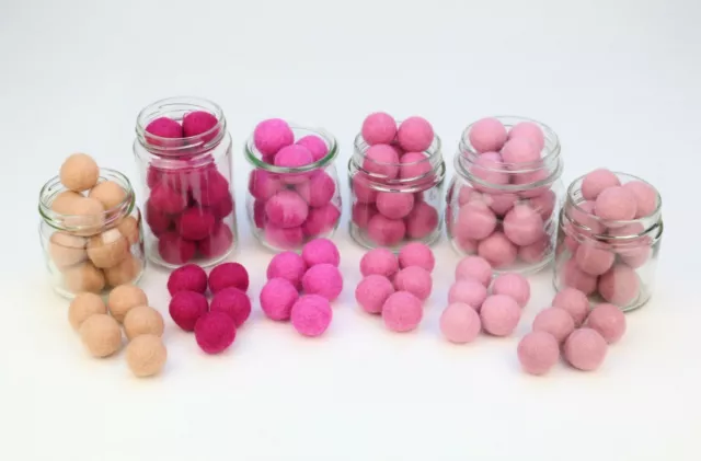 10 Filzkugeln 1 cm / 2,5 cm Pink & Rosatöne Basteln Filzbälle Babydeko Pom Poms