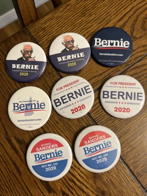 Lot Of 8 Democrat 2020 Bernie Sanders Presidential Political Pins Buttons