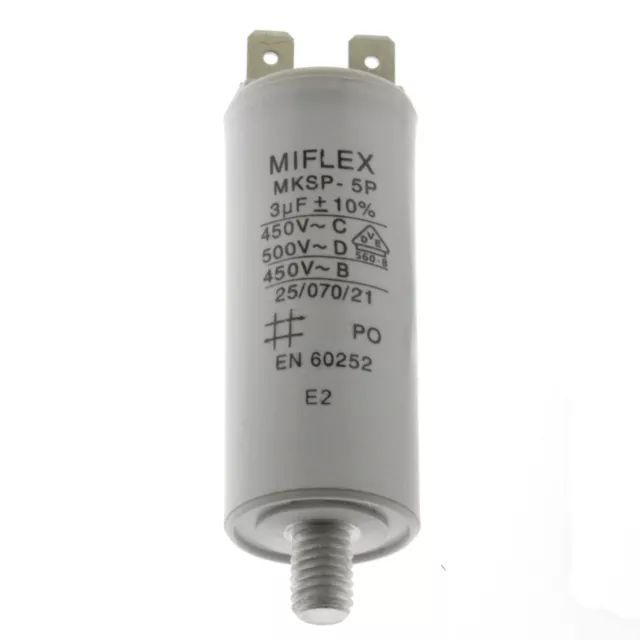 MIFLEX MKSP-5P Motorkondensator Anlauf-/Betriebskondensator 3µF-450V Stecker