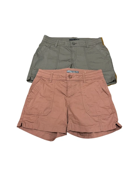 2 Prana Elle Women’s Shorts Cotton Khaki Pumpkin Active Hiking Size 4/27