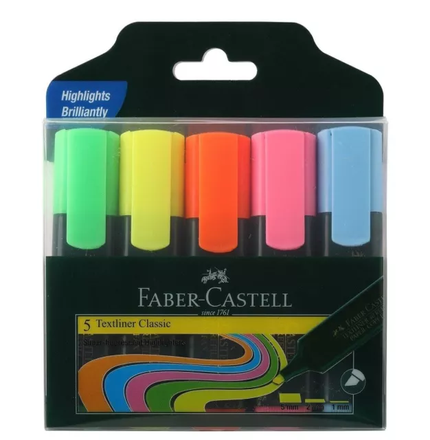 Faber-Castell Textliner - Pack of 5 Pen Pens (Assorted)