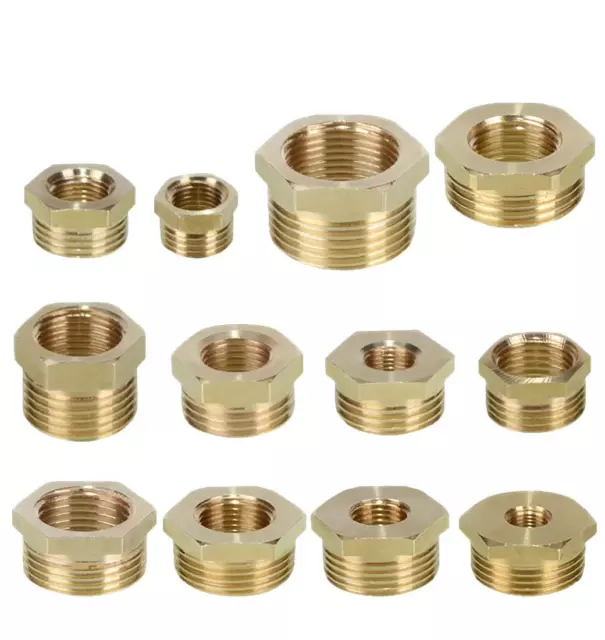 Brass Reducing Hexagon Bush Male To Female Adaptor 1/8 1/4 3/8 1/2 3/4 1 BSP