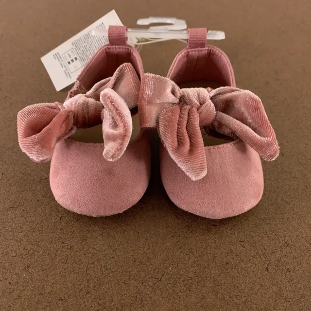 Old Navy Baby Girl Size 0-3 Months Pink Faux-Suede Bow-Tie Ballet Flat NWT *Flaw