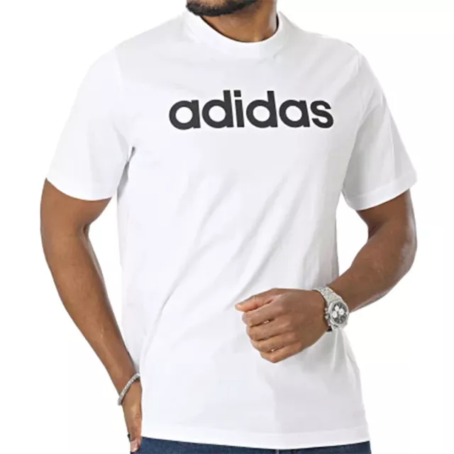 Adidas IC9276 Camiseta Hombre Manga Corta Cuello Redondo Blanco Top SPORTS Gym