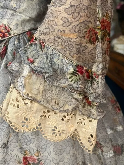 #24-032, PHENOMENAL 1850'S Silk & Wool Gauze Floral Dress: $250.00 ...